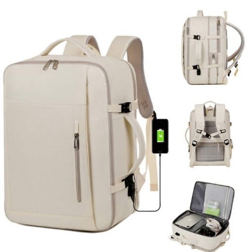 NNEDSZ Off-white Expandable Backpack with USB Port - Multi-Functional Outdoor, C - Bild 2 von 5