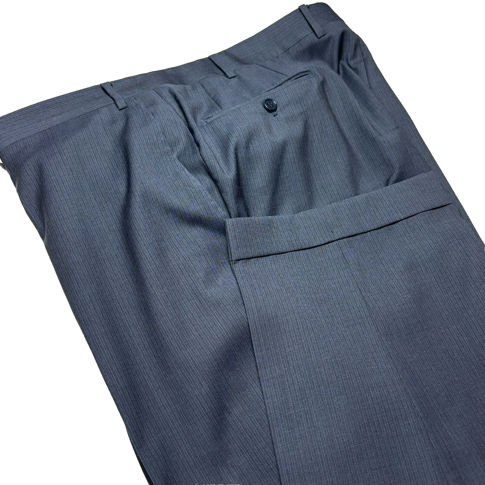 Canali Men's Dress Pants 40x31 Blue Gray 100% Wool Flat Front Trousers