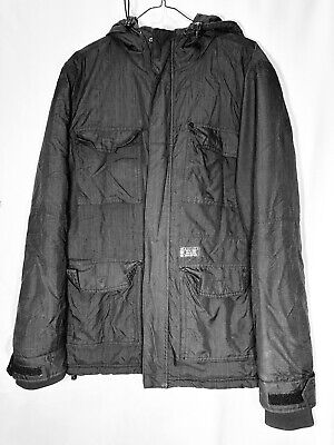 Hurley Jacket Mens L Black Utility Jacket Hooded Zips Hurley Jacket Mens L Black Utility Jacket Hooded Zips