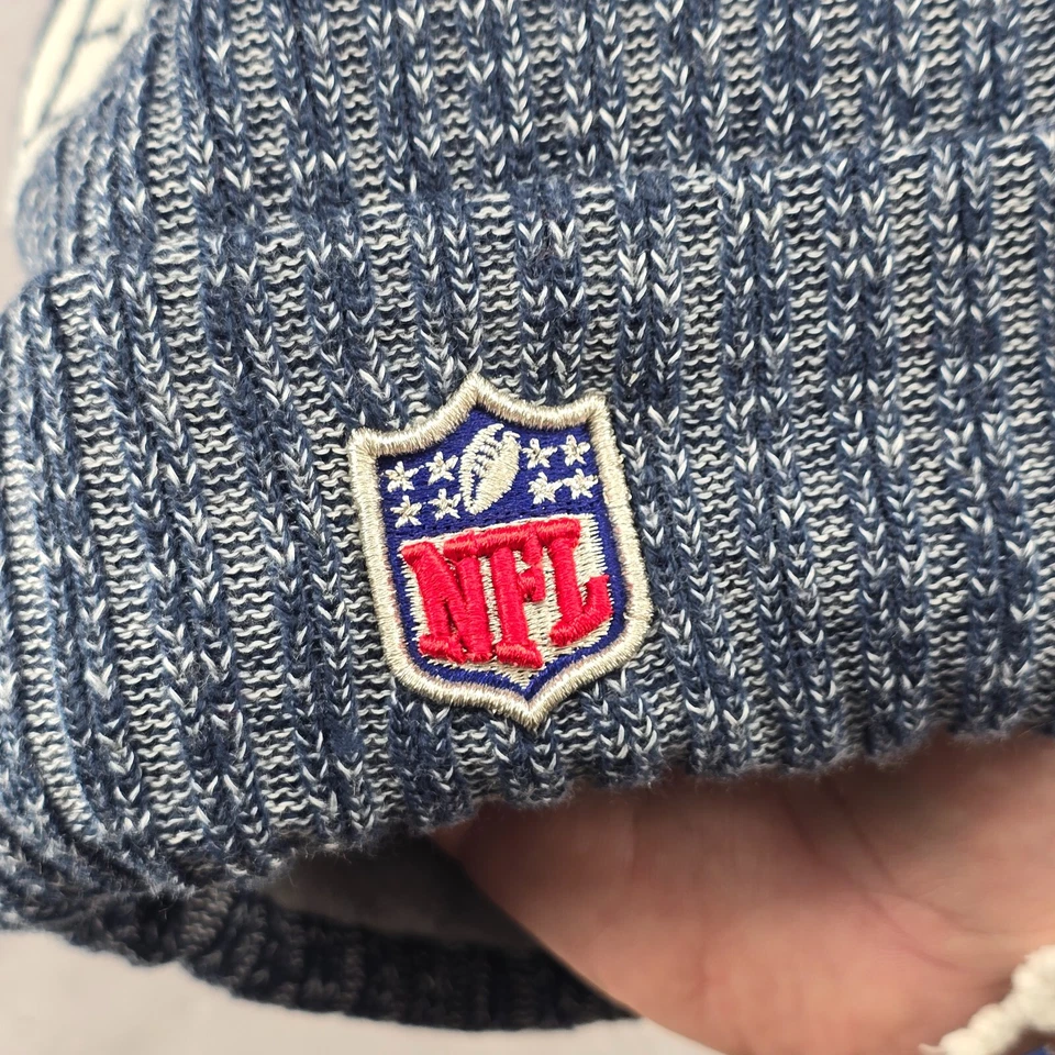 New Era New England Patriots Pom Gorro Guión Nombre Azul Gris Talla Única Foto 4 de 4