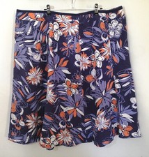 Maine New England Blue Floral Linen Mix Knee Length Skirt Size UK 20