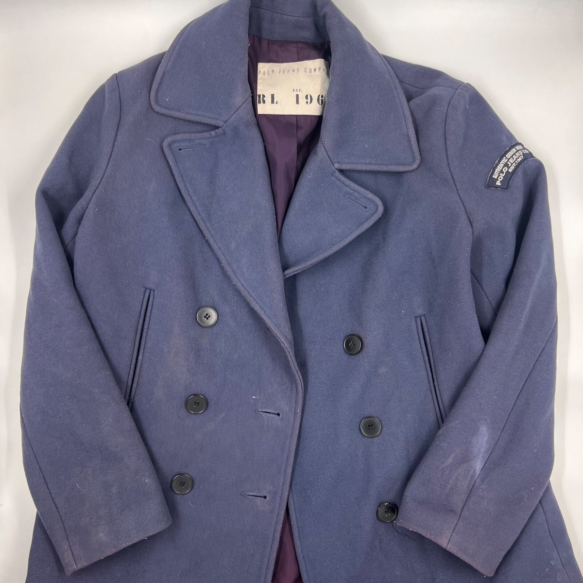 Polo Ralph Lauren Womens Peacoat Size M Blue Wool Mid Length