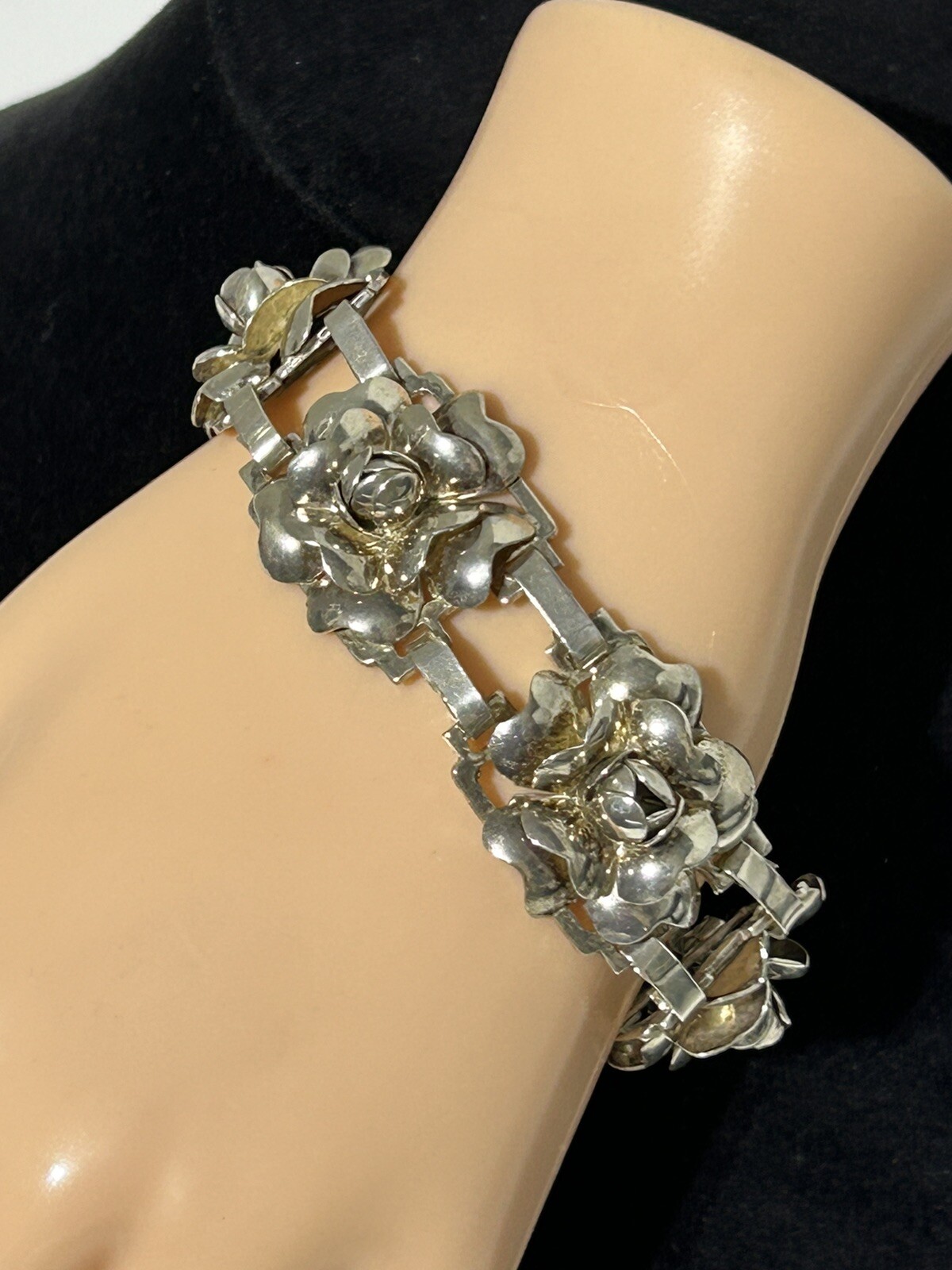 Vintage Hobe Sterling Silver Flower Bracelet
