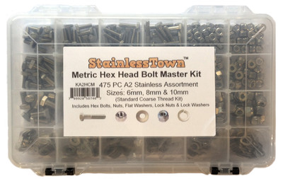 Stainless Steel METRIC Hex Head Bolt Master Kit Bolts-Nuts-Flat & Lock Washers