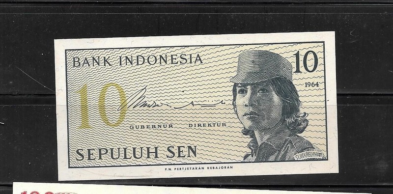 INDONESIA #92a 1964 UNCIRCUATED OLD 10 SEN BANKNOTE BILL PAPER MONEY CURRENCY