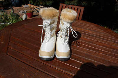 ARCTIV8 NORDIC 5 TINSULATE VERY NICE WHITE/BEIGE WINTER BOOTS GIRLS/WOMEN SZ 4  