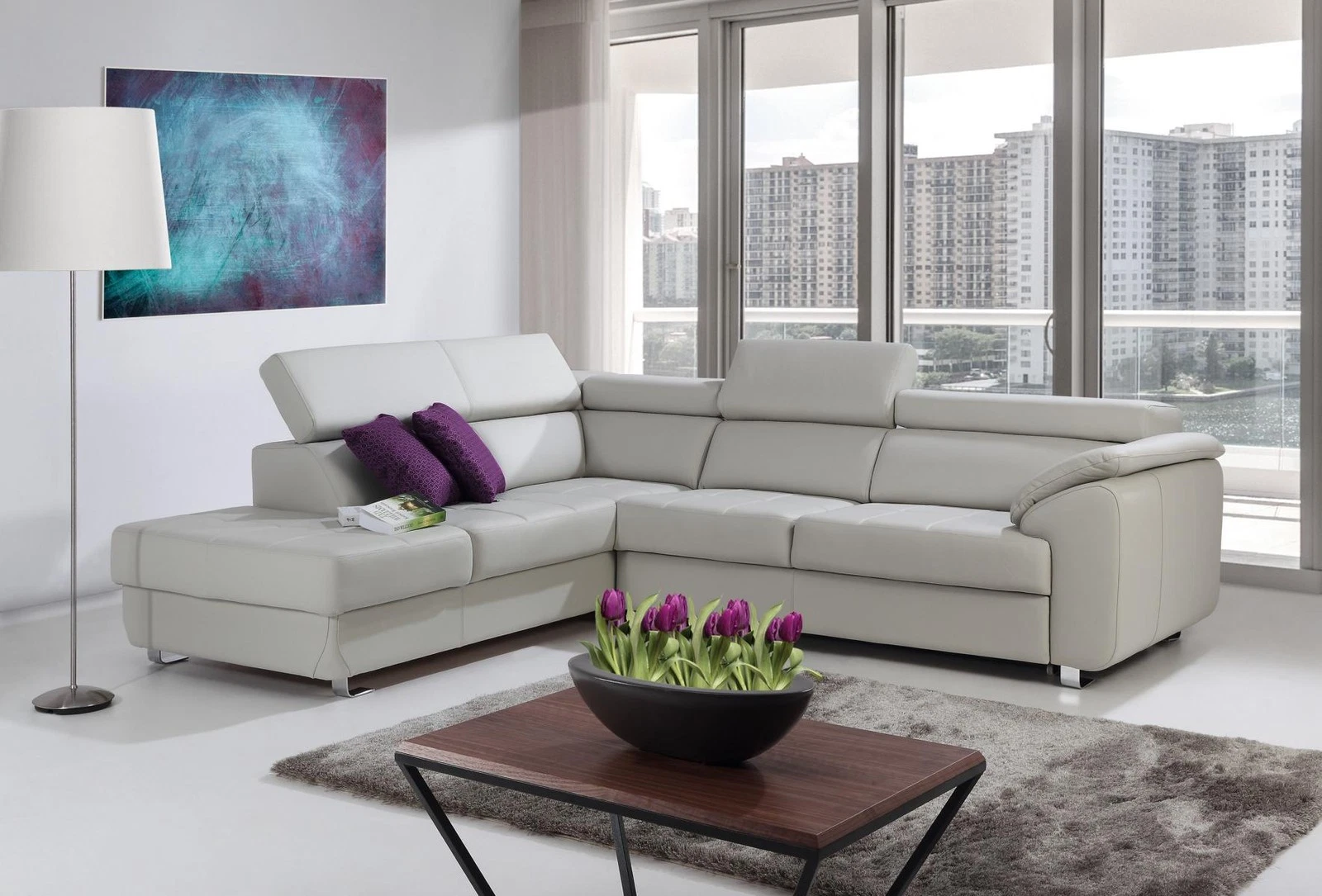 L Shape Leather Seat Set Designer Living Area Corner Sofa Couch Sofa Couch