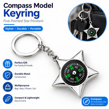 Metal Compass Key Chain Keychain Ring Fashion Chrome Metal Keyring Pendant Gift