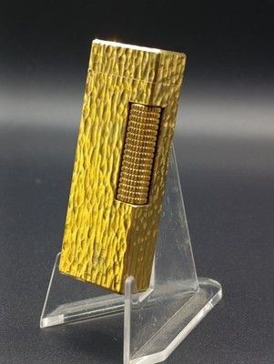Vintage Dunhill Gold Plated Hammered Finish Lighter   Working Condition