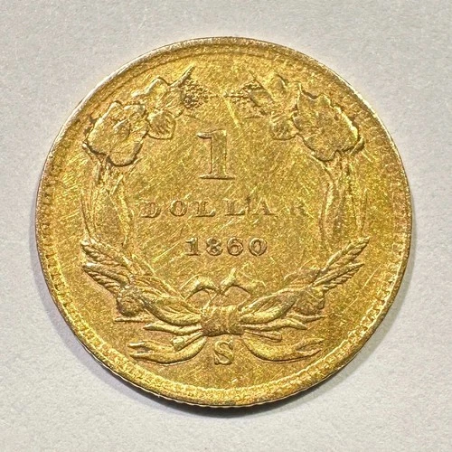 1860-S Gold Dollar — photo from the most recent tracked eBay sale