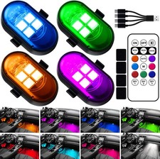 Upgraded Wireless LED Lights for Car, Rechargeable Interior Car Lights with 8 Co