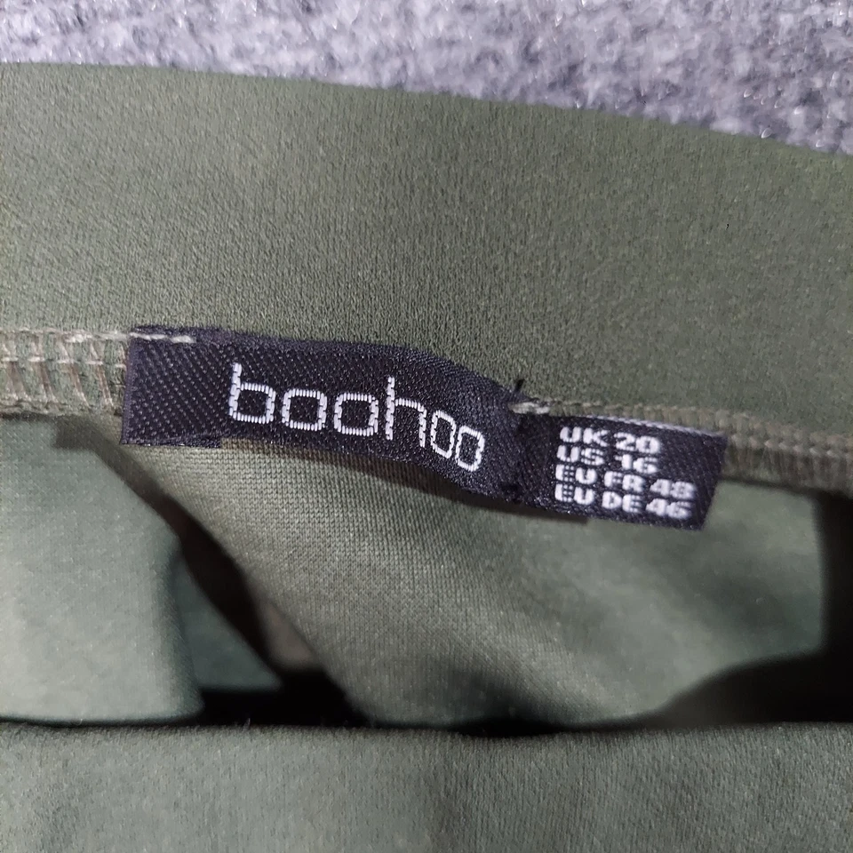 Falda Boohoo Mujer 16 Verde Oliva Botón Delantero Tirantes Línea A Talla Grande 48 46 Foto 3 de 4