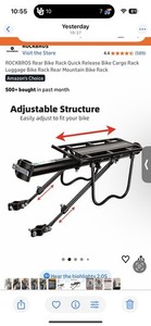 ROCKBROS Bike Cargo Rack Rear Quick-Release Luggage Cargo Rack