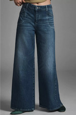 Anthropologie Pilcro High Rise Super Wide Leg Trouser Jeans Medium Wash Size 28