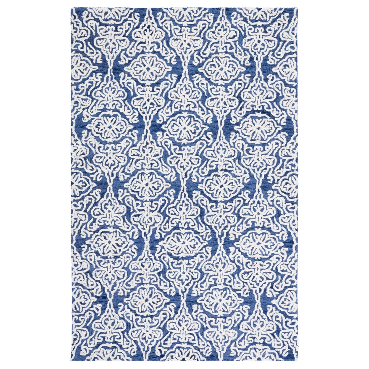 Handmade Navy / Ivory Hand Tufted Area Rug