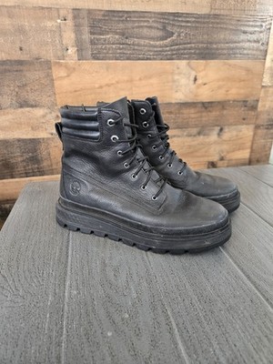 Timberland Ray City 6'' Full Grain Leather Boots Style A2JBY, Black, Sz 9 Women