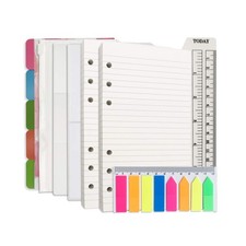 A6 Refill Paper, 100 Sheets Lined Paper, 6 Hole Punched - 5 Binder Dividers, 3 P