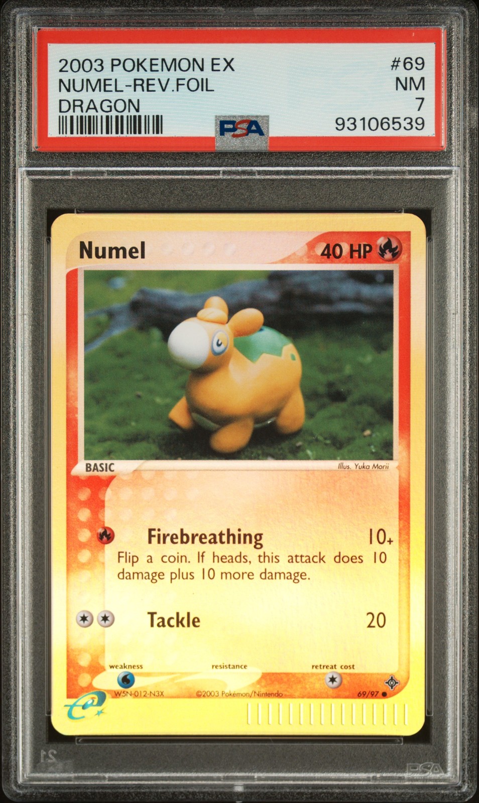 PSA 7 - Pokemon Card - Dragon 70/97 - NUMEL (REVERSE holo-foil) - NM