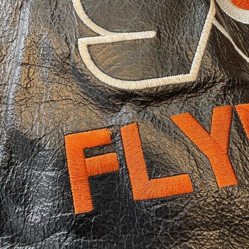 90’s G-III Carl Banks Black Leather Zip Philadelphia Flyers Bomber Jacket Large - Picture 7 of 14