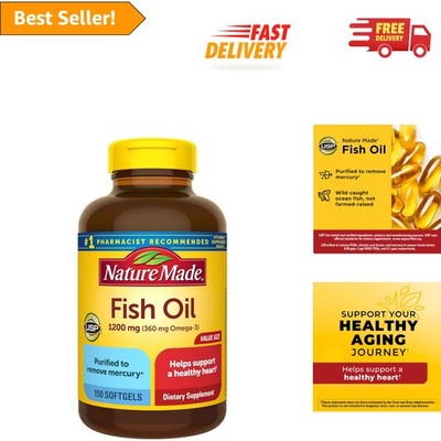 Heart Health Omega 3 Fish Oil Supplements, 1200 mg - 150 Softgels, 75 Day Supply