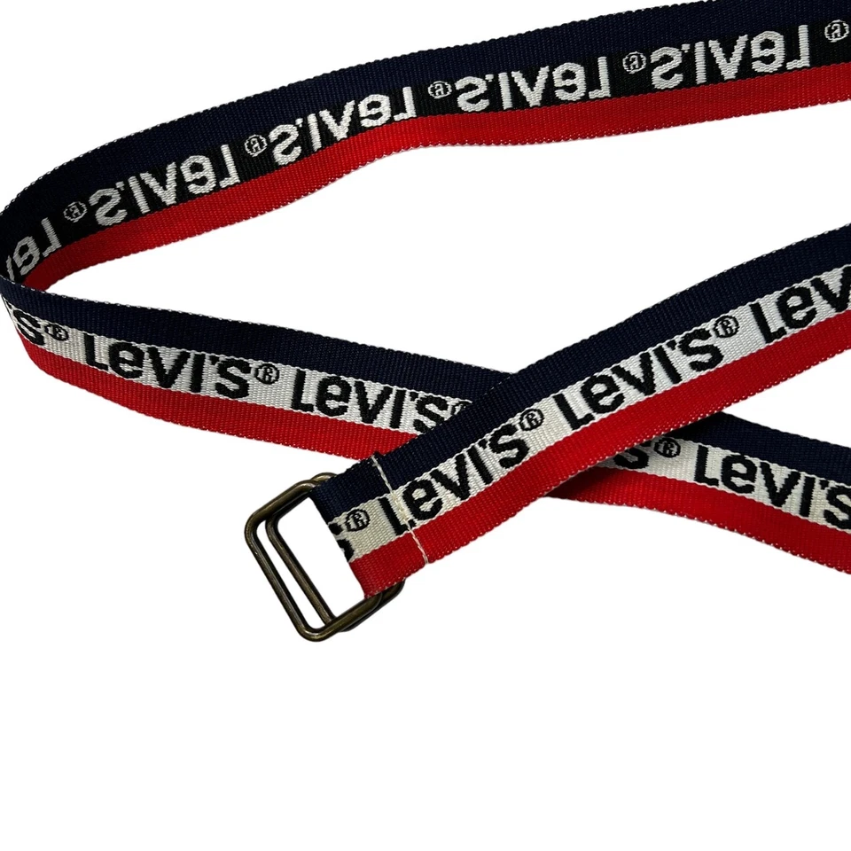 Levi’s 编织标志条纹拼字腰带蓝色红色白色 1.25x38 青年操作系统均码 — 第 3/4 张图片