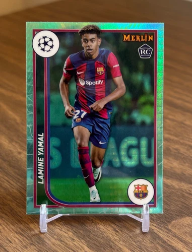 Lamine Yamal 2023-24 Topps Merlin Chrome UCC #27 Aqua Prism Refractor Rookie RC