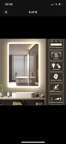 500 x 700 mm Bluetooth Bathroom Mirror with LED Lights Wall Mounted Demister UK - Picture 3 of 4
