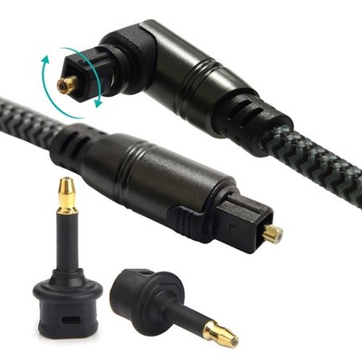 Fiber Optic Audio Interface Toslink Digital Opt Wire Cord with 2 Mini Adapters