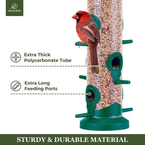 2 Pack Tube Bird Feeders for Outdoors Hanging, Premium Hard Plastic Bird Feed... - Picture 3 of 6