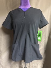 Black 4 Flex Slim Fit Scrub Top Size S Short Sleeve V Neck Pockets