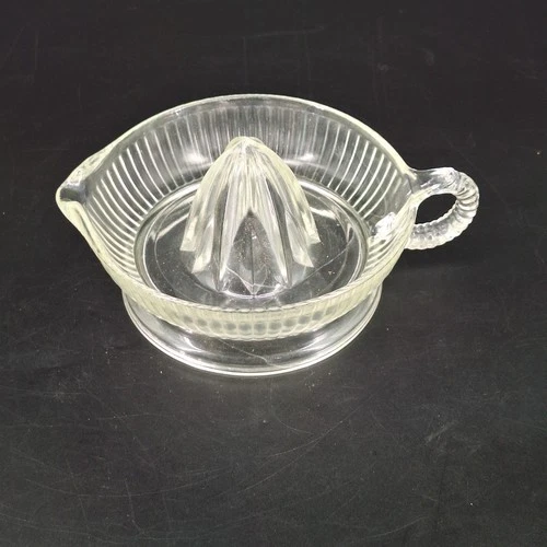 Anchor Hocking Clear Glass Juicer Reamer 4" Bowl w/ Handle Vintage