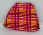 Vintage 1990s - 1992 Mattel Barbie Doll Plaid Neon Mini Skirt Orange Pink Yellow