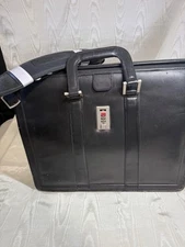 Vintage McKlein Black Leather Breifcase W combination Lock &Sholder Strap