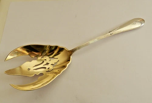 Vintage GORHAM 'Rose Marie' Sterling Meat Fork-Gold Wash Bowl- 8 3/4" - 92.6 gr