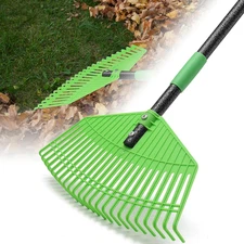 Plastic Rake for Leaves - Upgraded Anti-Break Nylon Head,75" Adjustable Leaf Rak