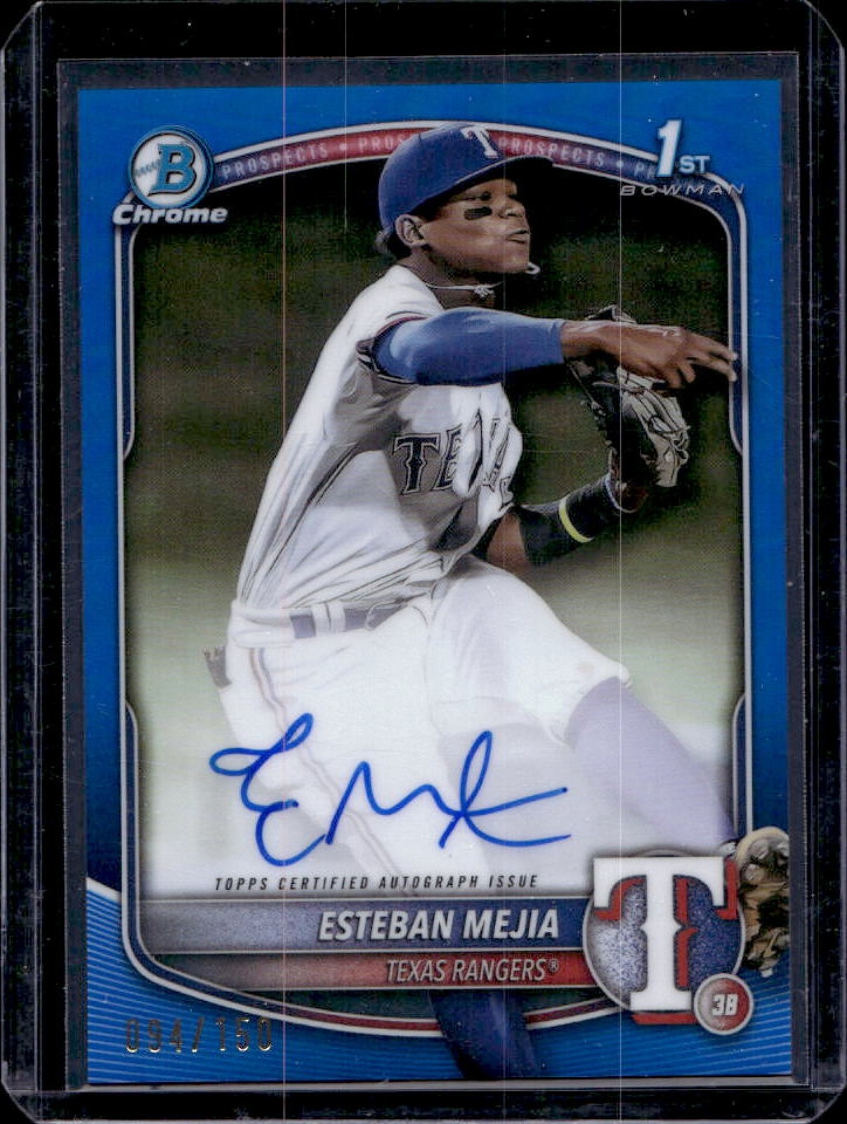 2025 Bowman Esteban Mejia Chrome Auto Blue Refractor 1st #94/150
