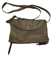 Mossimo Toupe Faux Leather Crossbody Bag Fold-over Flap With Studded Pulls NWOT