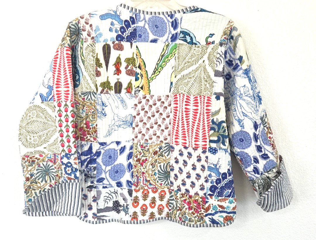 Quilted Patchwork Jacket Floral Cotton Women's Co… - image 8