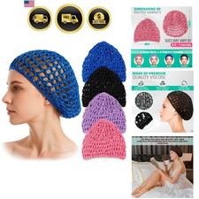 4 Pcs Hair Nets for Sleeping 5.5 x 7 Lightweight, Breathable Viscose Mesh C...