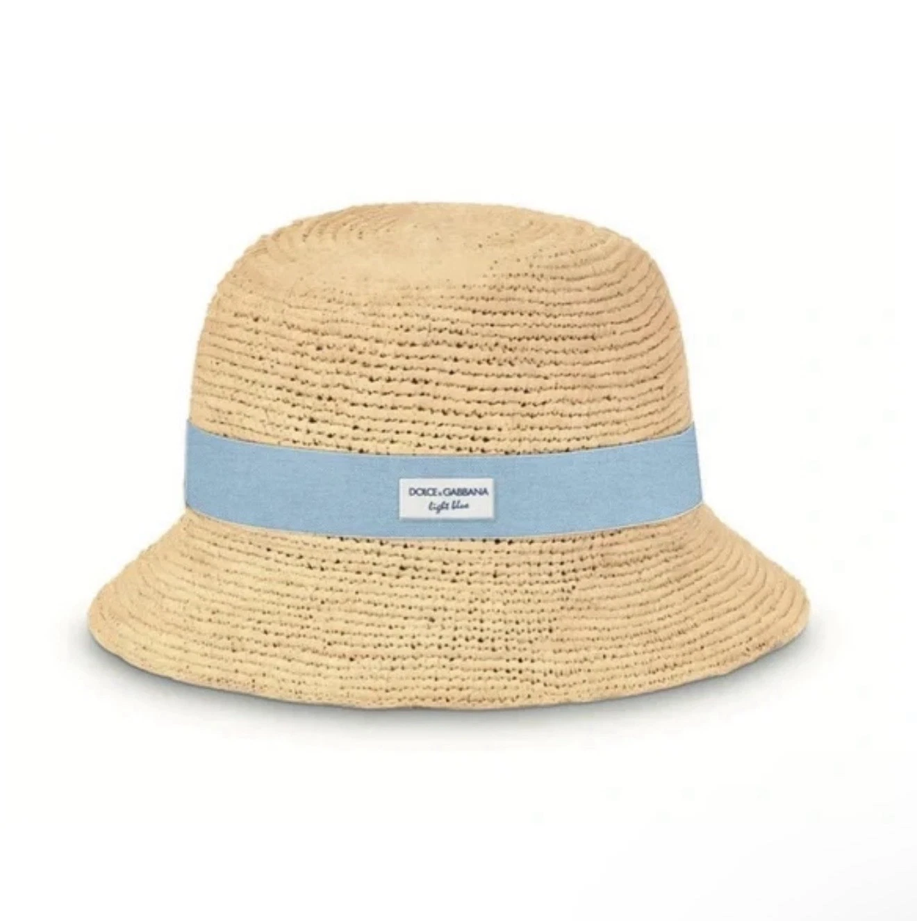 Dolce & Gabbana Straw Beach Hat Light Blue Summer Women’s New Sealed