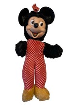 Vintage Minnie Mouse Doll Plush Rubber Face Red Polka Dot Outfit Small