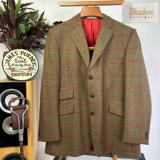 BLADEN Men’s (48R) Tweed Shooting Modern Wool Windowpane HACKING Blazer Jacket