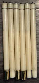 LOT OF 6 CATHOLIC CHURCH REFILLABLE OIL CANDLES 20 1/2" LONG