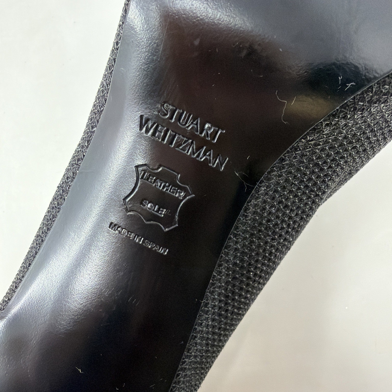 Stuart Weitzman Black Textured Open Peep Toe Heel… - image 15