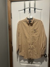 Chaps Mens Yellow Plaid Long Sleeves Collared Button Down Shirt Size Large