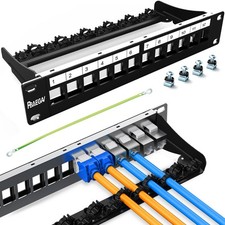 12 Port Blank Keystone Patch Panel 1U Rack Mount UTP STP Cable Management
