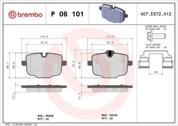 Brembo Bremsbelagsatz, Scheibenbremse P 06 101 FüR BMW-image