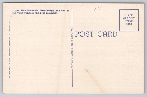 Aerial View Pennsylvania Turnpike Blue Mountain PA Postcard Linen 1940 - Picture 2 of 2