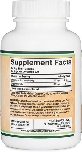 Zinc Picolinate 50Mg, 300 Capsules (Immune Support) Non-Gmo, Gluten Free (300 Da - Picture 3 of 9