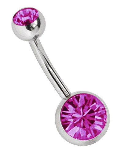 Titan Piercing Ombelico Gioiello Banana Con 2 Brillanti Cristallo Sfere A 8/5mm - Foto 16 di 18